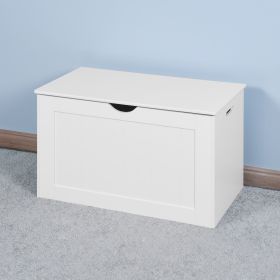 White Lift Top Entryway Storage Cabinet with 2 Safety Hinge, Wooden Toy Box