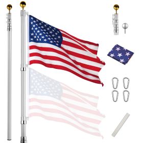 25 ft Al Flag Pole w/ US Flag and Ball