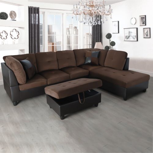 Brown Lint And PVC 3-Piece Couch Living Room Sofa Set B Brown Lint And PVC 3-Piece Couch Living Room Sofa Set B