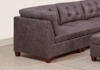 Living Room Furniture Tufted Corner Wedge Dark Brown Breathable Leatherette 1pc Cushion Wedge Sofa Wooden Legs