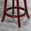 30" Bar Height X-Back Swivel Stool, Cherry Finish, Beige Fabric Seat