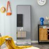 Black Solid wood frame full-length mirror, dressing mirror, bedroom home porch, decorative mirror, clothing store, floor mounted large mirror, wall mo