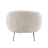 Orisfur. Modern Comfy Leisure Accent Chair, Teddy Short Plush Particle Velvet Armchair with Ottoman for Living Room