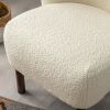 Modern Accent Chair Lambskin Sherpa Wingback Tufted Side Chair with Solid Wood Legs for Living Room Bedroom, Cream