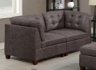 Living Room Furniture Tufted Corner Wedge Dark Brown Breathable Leatherette 1pc Cushion Wedge Sofa Wooden Legs