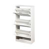 Wooden Shoe Cabinet for Entryway, White Shoe Storage Cabinet with 3 Flip Doors 20.94x9.45x43.11 inch