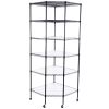 6-Layer Plastic Coated Polygonal Corner Shelf with 2" PP Wheels 680*680*1800 Black