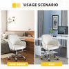 New -Modern home office leisure chair with adjustable velvet height and adjustable casters (beige)