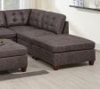 Living Room Furniture Tufted Corner Wedge Dark Brown Breathable Leatherette 1pc Cushion Wedge Sofa Wooden Legs