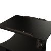 Height Adjustable Overbed End Table Wooden Nightstand with Swivel Top, Drawers, Wheels and Open Shelf, Black