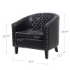 COOLMORE accent Barrel chair living room chair with nailheads and solid wood legs Black pu leather