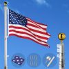 25 ft Al Flag Pole w/ US Flag and Ball