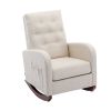 High Back Rocking Chair Nursery Chair .Comfortable Rocker Fabric Padded Seat .Modern High Back Armchair