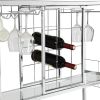 Contemporary Chrome Wine Rack Silver Modern Glass Metal Frame Wine Storage RT