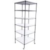 6-Layer Plastic Coated Polygonal Corner Shelf with 2" PP Wheels 680*680*1800 Black