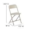 Hercules‚Ñ¢ Series Plastic Folding Chair - Beige - 650LB Weight Capacity Comfortable Event Chair - Lightweight Folding Chair -