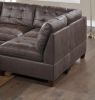 Living Room Furniture Tufted Corner Wedge Dark Brown Breathable Leatherette 1pc Cushion Wedge Sofa Wooden Legs