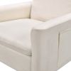 cream white velvet armchair with ottoman