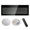 36 inch recessed ultra thin tempered glass front wall mounted electric fireplace with remote and multi color flame & emberbed, LED light heater