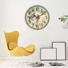 European Creative Wall Clock Wooden Living Room Quartz (Option: Postmark Rose)