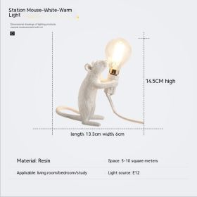 Resin Animal Mini Mouse Decorative Lamp (Option: EU Without Light Source-White Standing Mouse)