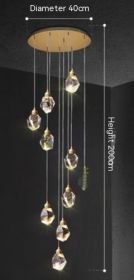 Duplex Stair Long Crane Crystal Lamp (Option: Warm Light-10 Heads)