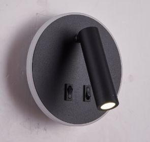 Modern Minimalist Bedside LED Wall Lamp Creative Led Spotlight (Option: With 14wled Warm Light-B203 Round Black)