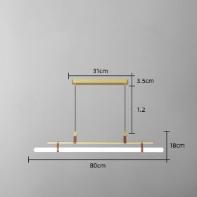 One Line Hanging Lamp For Restaurant Bar Counter (Option: Gold-80cm-Tricolor dimming)