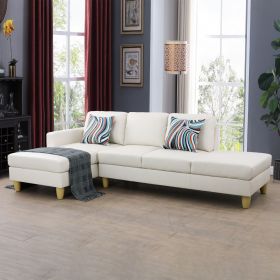 White Faux Leather 2-Piece Couch Living Room Sofa Set (Color: White)