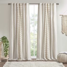 Imani Cotton Printed Curtain Panel with Chenille Stripe and Lining (Color: as Pic)