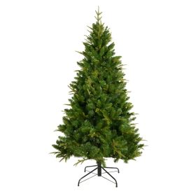 6-FT Artificial Christmas Tree with 1079 Tips,260LED, Unlit Hinged Spruce PVC/PE Xmas Tree for Indoor Outdoor, Green (Color: Green)