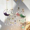 1pc Rainbow Maker Sun Catcher - Indoor/Outdoor Window Prism Moon Mini Dream Catcher with Crystals and Healing Stones - Garden Tree Decorations