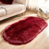 1pc Super Soft Area Rug, Plush Fluffy Faux Sheepskin Oval Floor Mat For Living Room Bedroom, Machine Washable Bedside Rugs, Shaggy Plush Carpet Faux R